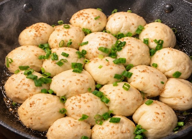 Fresh pan-fried buns